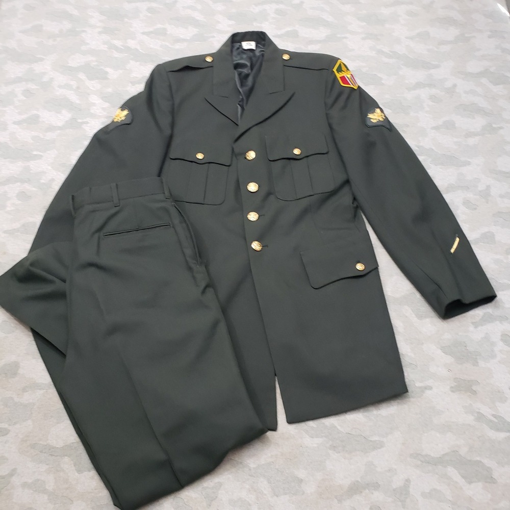 Vintage US Army Suit Green Uniform Men 42 XL 32L AG-489 Wool Coat Trousers